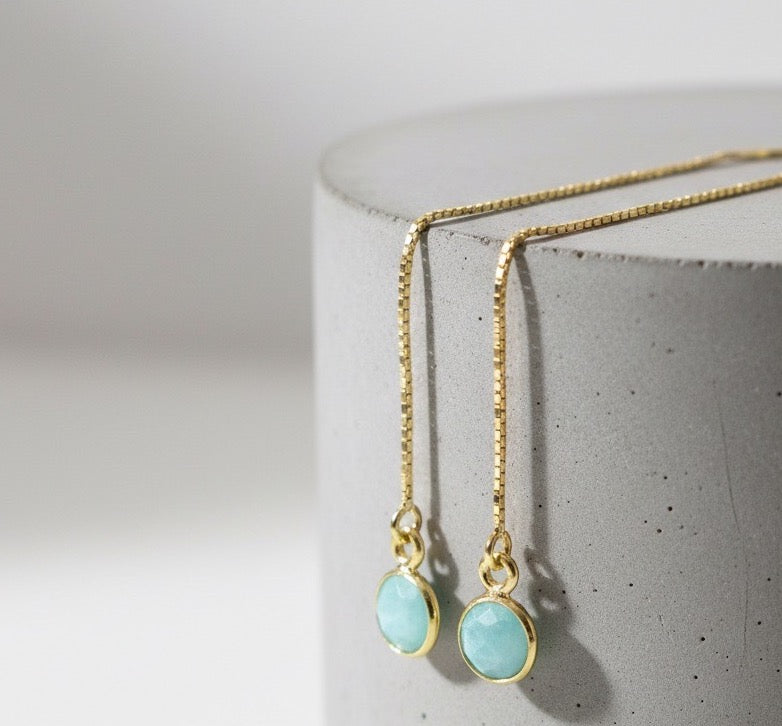 Threader earrings with AMAZONITE