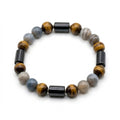 Men's bracelet TOURMALINE TIGER'S EYE STRIPED FLINT