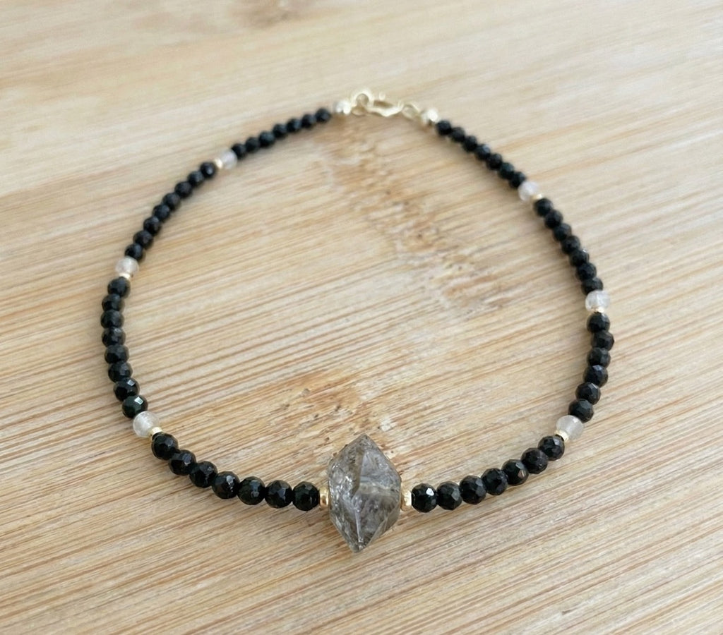 Bracelet with TOURMALINE AND HERKIMER DIAMOND