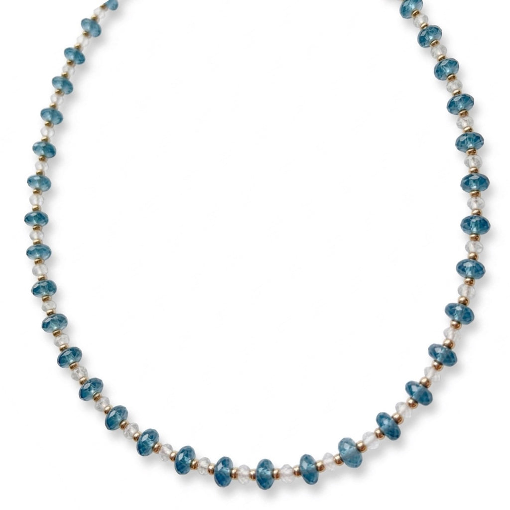 Naszyjnik TOPAZ LONDON BLUE I SWISS BLUE