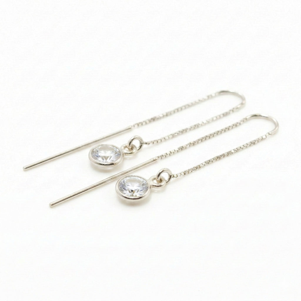 Pull-through earrings with rock crystal