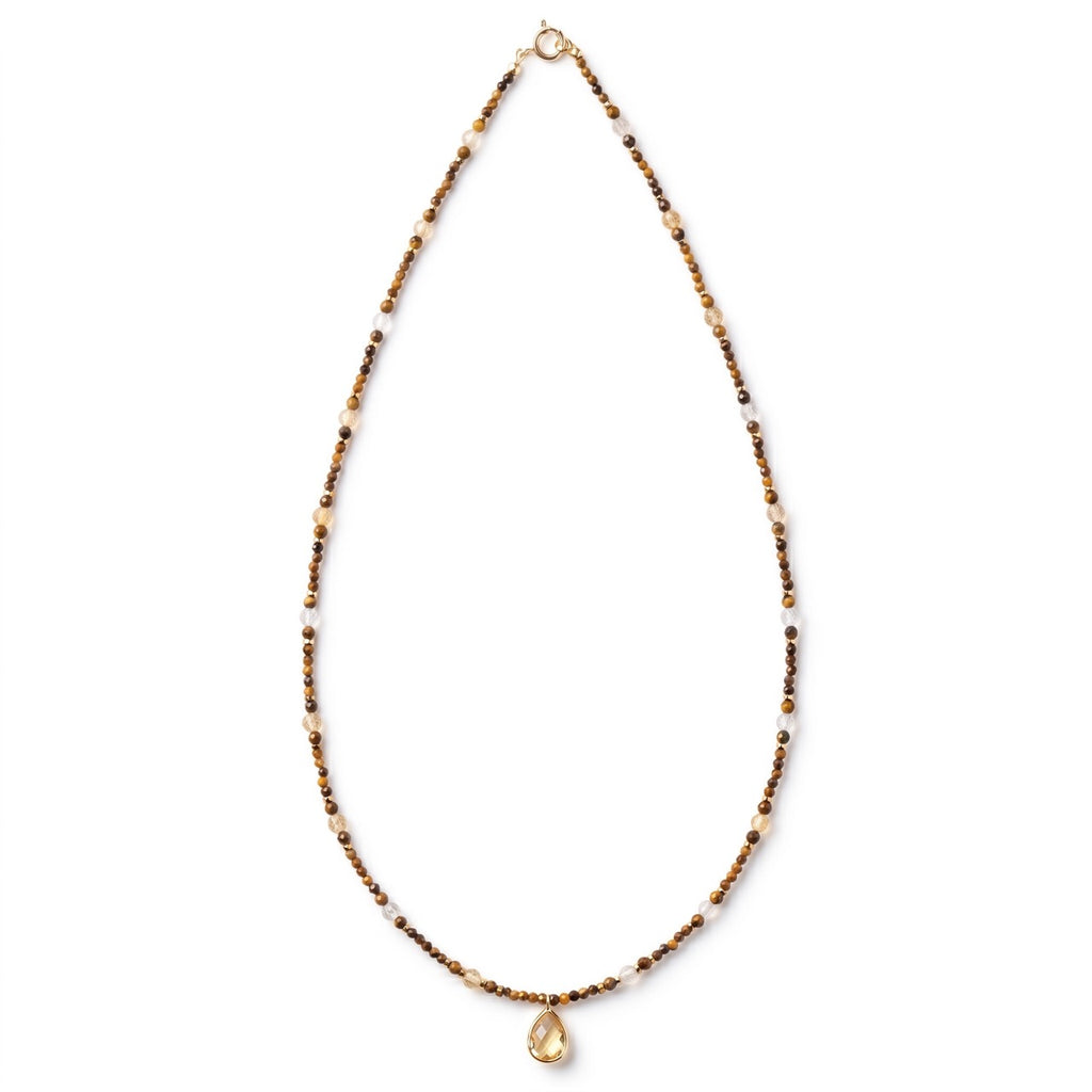 CITRINE TIGER'S EYE necklace with a citrine "Teardrop" pendant