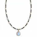 MIX NATURAL STONE NECKLACE WITH MOONSTONE PENDANT