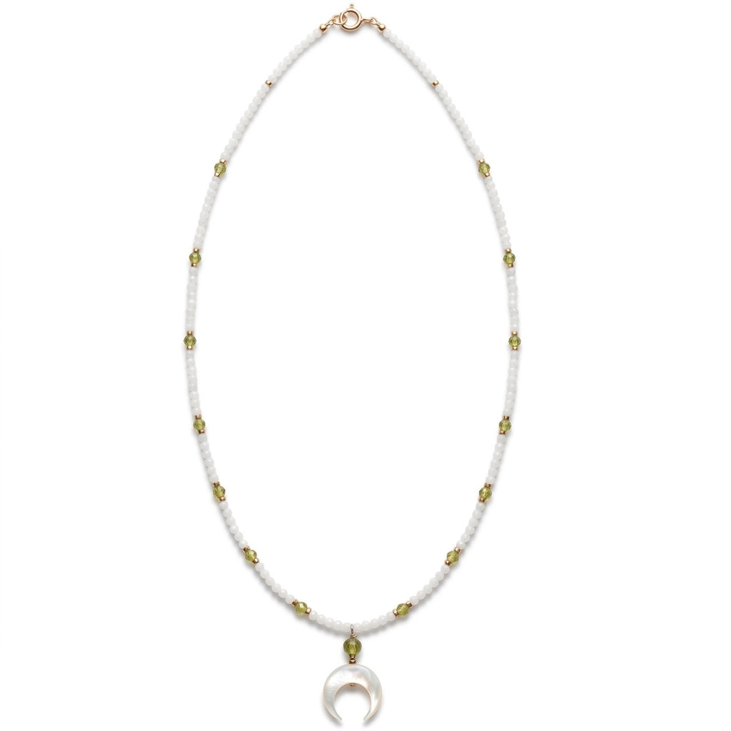 MOONSTONE, PERIDOT AND MOTHER OF PEARL necklace