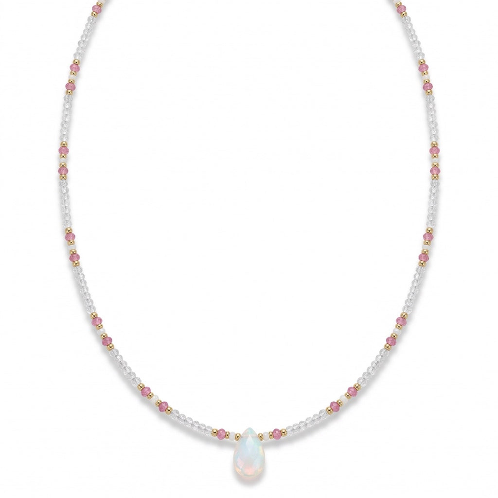 OPAL, ROSE QUARTZ AND ROCK CRYSTAL necklace