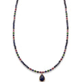 SAPPHIRE, RUBY, EMERALD necklace with a sapphire "Teardrop" pendant