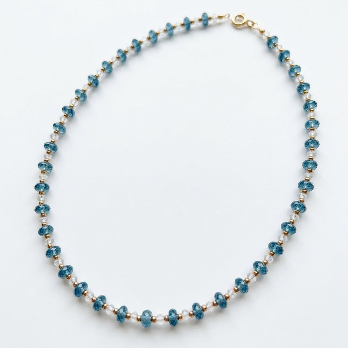 Naszyjnik TOPAZ LONDON BLUE I SWISS BLUE